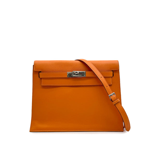 HERMES KELLY DANCE ORANGE VEAU SWIFT SHOULDER BAG 2007 SQUARE K PALLADIUM HARDWARE 90314311