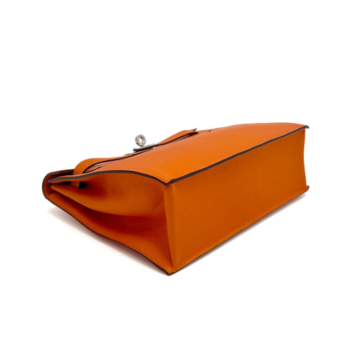 HERMES KELLY DANCE ORANGE VEAU SWIFT SHOULDER BAG 2008 SQUARE L PALLADIUM HARDWARE 90315867