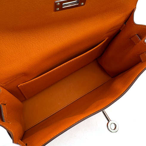 HERMES KELLY DANCE ORANGE VEAU SWIFT SHOULDER BAG 2008 SQUARE L PALLADIUM HARDWARE 90315867