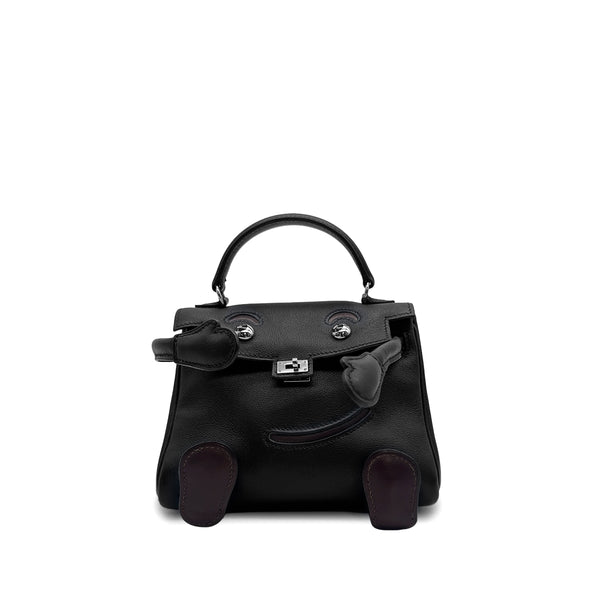 HERMES KELLY DOLL BLACK VEAU GULLIVER HAND BAG 2000 SQUARE D PALLADIUM HARDWARE 90323974