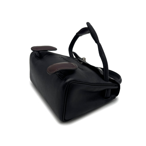 HERMES KELLY DOLL BLACK VEAU GULLIVER HAND BAG 2000 SQUARE D PALLADIUM HARDWARE 90323974