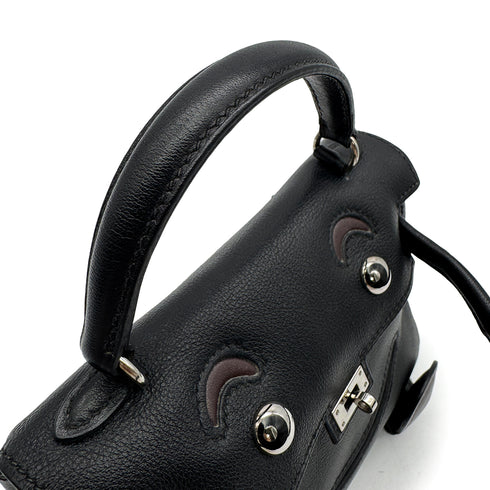 HERMES KELLY DOLL BLACK VEAU GULLIVER HAND BAG 2000 SQUARE D PALLADIUM HARDWARE 90323974