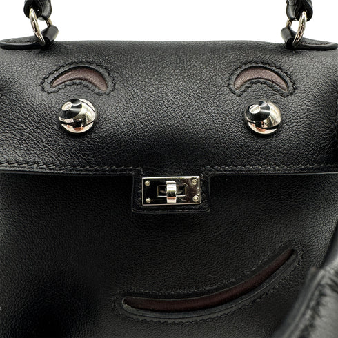 HERMES KELLY DOLL BLACK VEAU GULLIVER HAND BAG 2000 SQUARE D PALLADIUM HARDWARE 90323974