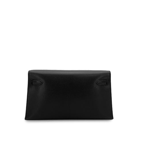 HERMES KELLY ELAN BLACK CHEVRE CHAMKILA CLUTCH SHOULDER BAG 2023 B GOLD HARDWARE 90317733