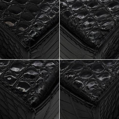 HERMES KELLY ELAN BLACK CROCODILE POROSUS CLUTCH BAG 2001 SQUARE E GOLD HARDWARE 90346642