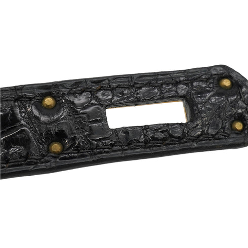 HERMES KELLY ELAN BLACK CROCODILE POROSUS CLUTCH BAG 2001 SQUARE E GOLD HARDWARE 90346642