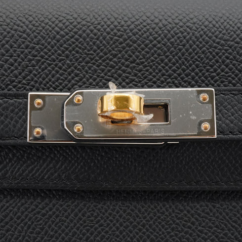 HERMES KELLY ELAN BLACK VEAU EPSOM SHOULDER CLUTCH BAG 2026 G STAMP ELECTRUM HARDWARE 90348137