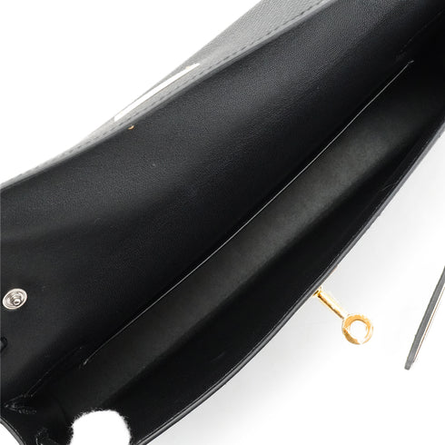 HERMES KELLY ELAN BLACK VEAU EPSOM SHOULDER CLUTCH BAG 2026 G STAMP ELECTRUM HARDWARE 90348137