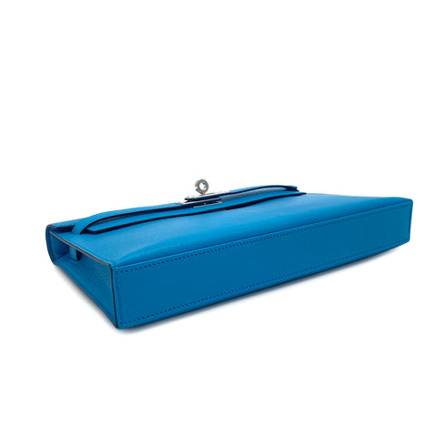 HERMES KELLY ELAN BLUE FRIDA CHEVRE CHAMKILA CLUTCH SHOULDER BAG 2024 W STAMP PALLADIUM HARDWARE 90318621