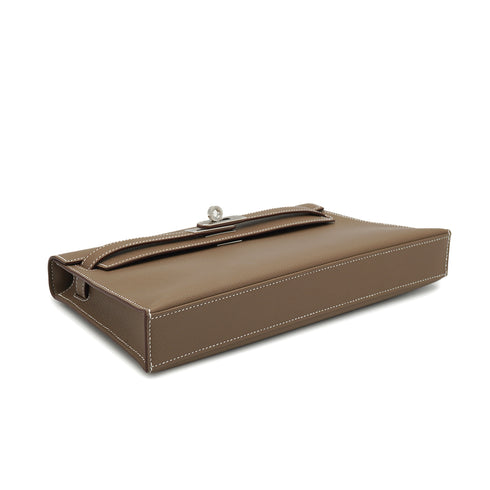 HERMES KELLY ELAN ETOUPE VEAU EPSOM CLUTCH SHOULDER BAG 2025 K PALLADIUM HARDWARE 90332377