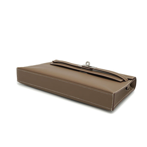 HERMES KELLY ELAN ETOUPE VEAU EPSOM CLUTCH SHOULDER BAG 2025 K PALLADIUM HARDWARE 90332377