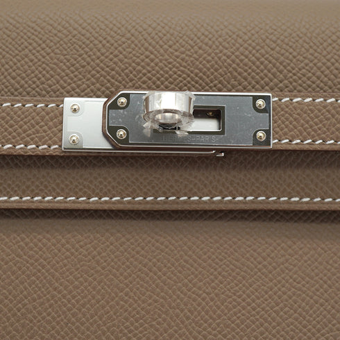 HERMES KELLY ELAN ETOUPE VEAU EPSOM CLUTCH SHOULDER BAG 2025 K PALLADIUM HARDWARE 90332377