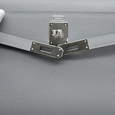 HERMES KELLY ELAN GRIS PANTIN VEAU MADAME CLUTCH SHOULDER BAG 2025 K STAMP PALLADIUM HARDWARE 90319136