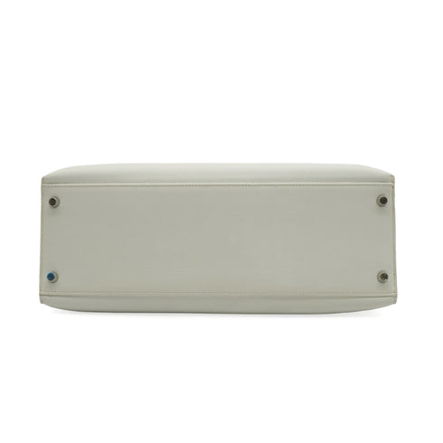 HERMES KELLY FLAT 35 WHITE VEAU SWIFT HAND SHOULDER BAG 2007 SQUARE K PALLADIUM HARDWARE 90346984