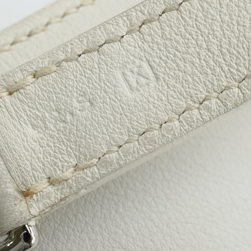 HERMES KELLY FLAT 35 WHITE VEAU SWIFT HAND SHOULDER BAG 2007 SQUARE K PALLADIUM HARDWARE 90346984