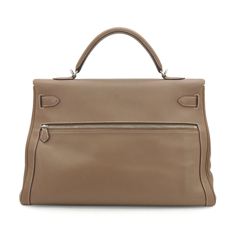 HERMES KELLY LAKIS 40 RETOURNE ETOUPE VEAU SWIFT HAND SHOULDER BAG 2011 SQUARE O PALLADIUM HARDWARE 90331849