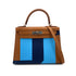 HERMES KELLY LETTRE 28 SELLIER GOLD CELESTE BLEU SAPHIR EPSOM CHEVRE TAURILLON CLEMENCE 2018 C STAMP 90322806