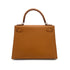 HERMES KELLY LETTRE 28 SELLIER GOLD CELESTE BLEU SAPHIR EPSOM CHEVRE TAURILLON CLEMENCE 2018 C STAMP 90322806
