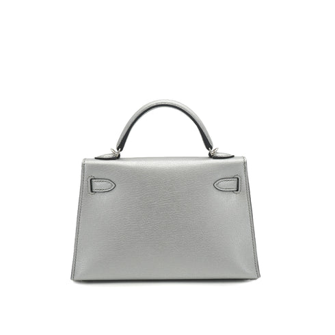 HERMES KELLY MINI 2 ARGENT CHEVRE CHAMKILA HAND SHOULDER BAG 2026 G STAMP PALLADIUM HARDWARE 90331853