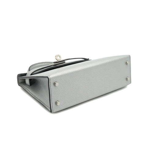 HERMES KELLY MINI 2 ARGENT CHEVRE CHAMKILA HAND SHOULDER BAG 2026 G STAMP PALLADIUM HARDWARE 90331853