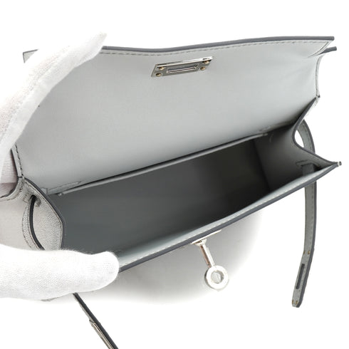 HERMES KELLY MINI 2 ARGENT CHEVRE CHAMKILA HAND SHOULDER BAG 2026 G STAMP PALLADIUM HARDWARE 90331853
