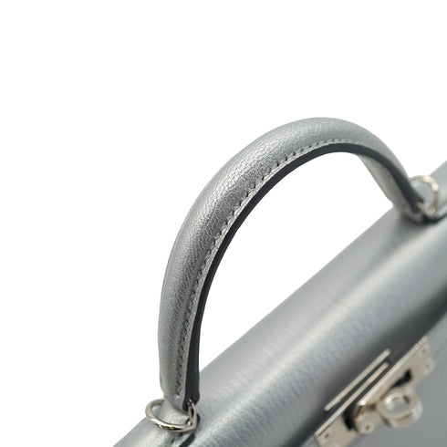 HERMES KELLY MINI 2 ARGENT CHEVRE CHAMKILA HAND SHOULDER BAG 2026 G STAMP PERMABRASS GOLD HARDWARE 90342998