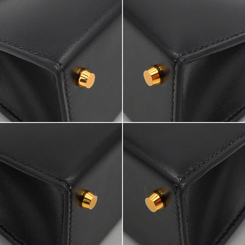 HERMES KELLY MINI 2 BLACK BOX CALF HAND SHOULDER BAG 2025 K STAMP GOLD HARDWARE 90335040