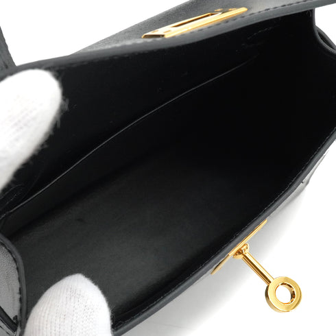 HERMES KELLY MINI 2 BLACK BOX CALF HAND SHOULDER BAG 2025 K STAMP GOLD HARDWARE 90335040