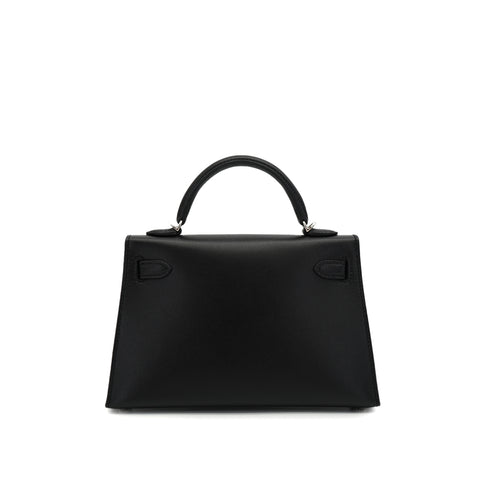 HERMES KELLY MINI 2 CHEVAL DE BOIS BLACK TADELAKT HAND SHOULDER BAG 2024 W STAMP PALLADIUM HARDWARE 90331234