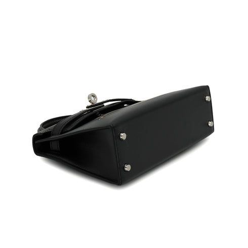 HERMES KELLY MINI 2 CHEVAL DE BOIS BLACK TADELAKT HAND SHOULDER BAG 2024 W STAMP PALLADIUM HARDWARE 90331234