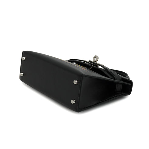 HERMES KELLY MINI 2 CHEVAL DE BOIS BLACK TADELAKT HAND SHOULDER BAG 2024 W STAMP PALLADIUM HARDWARE 90331234