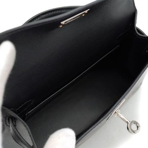 HERMES KELLY MINI 2 CHEVAL DE BOIS BLACK TADELAKT HAND SHOULDER BAG 2024 W STAMP PALLADIUM HARDWARE 90331234
