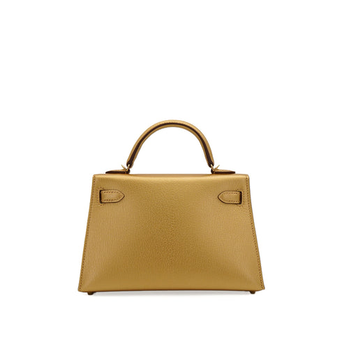 HERMES KELLY MINI 2 DORE CHEVRE CHAMKILA HAND SHOULDER BAG 2026 G STAMP PALLADIUM HARDWARE 90344348