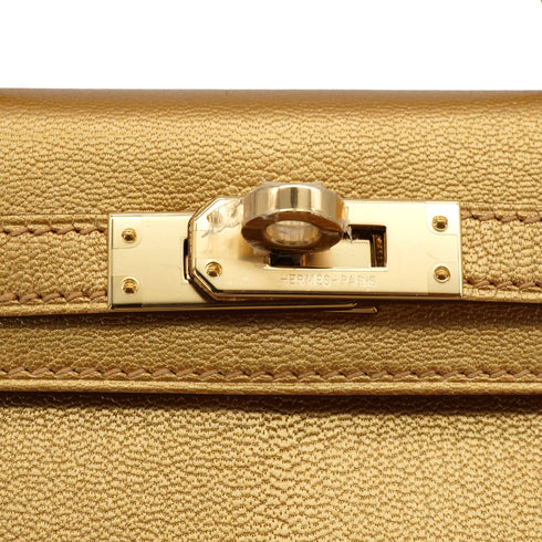 HERMES KELLY MINI 2 DORE CHEVRE CHAMKILA HAND SHOULDER BAG 2026 G STAMP PALLADIUM HARDWARE 90344348