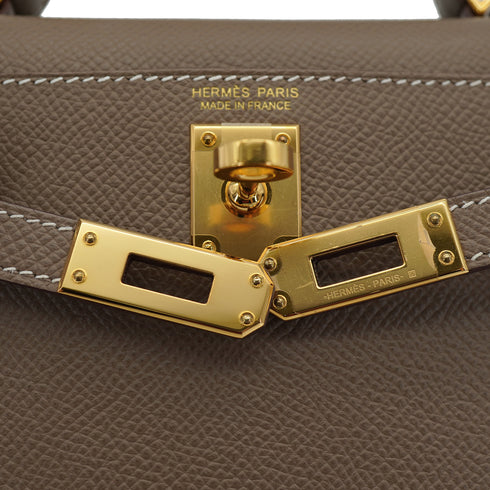 HERMES KELLY MINI 2 ETOUPE EPSOM HAND SHOULDER BAG 2021 Z STAMP GOLD HARDWARE 90334131