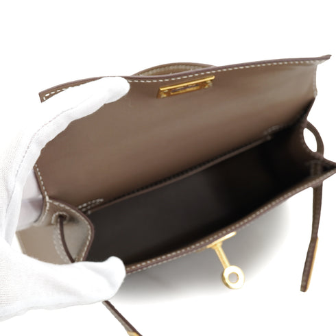 HERMES KELLY MINI 2 ETOUPE EPSOM HAND SHOULDER BAG 2021 Z STAMP GOLD HARDWARE 90334131