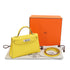 HERMES KELLY MINI 2 LIME GRIS PALE CHEVRE SWIFT HAND SHOULDER BAG 2025 K STAMP PALLADIUM HARDWARE 90325343