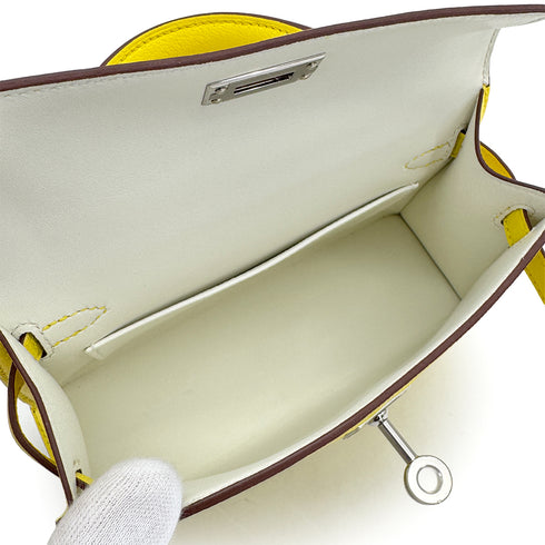 HERMES KELLY MINI 2 LIME GRIS PALE CHEVRE SWIFT HAND SHOULDER BAG 2025 K STAMP PALLADIUM HARDWARE 90325343