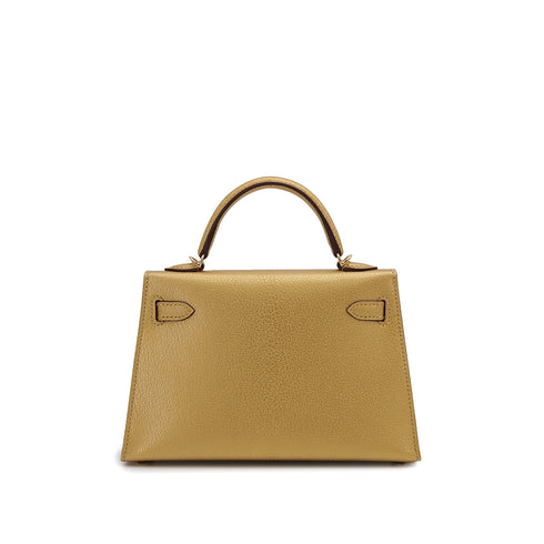 HERMES KELLY MINI 2 NEW DORE CHEVRE CHAMKILA HAND SHOULDER BAG 2025 K STAMP GOLD HARDWARE 90319696
