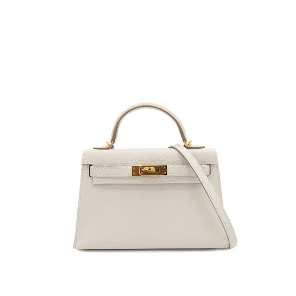 HERMES KELLY MINI 2 SELLIER CRAIE CHEVRE HAND SHOULDER BAG 2022 U STAMP GOLD HARDWARE 90314754