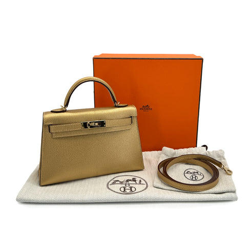 HERMES KELLY MINI 2 SELLIER DORE CHEVRE CHAMKILIGHT HAND SHOULDER BAG 2024 W STAMP GOLD HARDWARE 90321164