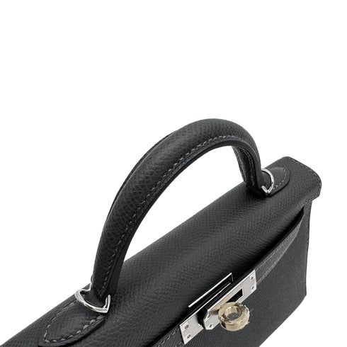 HERMES KELLY MINI 2 SELLIER GRIS MISTY VEAU EPSOM HAND SHOULDER BAG 2024 W STAMP ELECTRUM HARDWARE 90323187