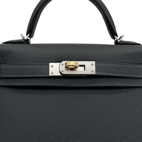 HERMES KELLY MINI 2 SELLIER GRIS MISTY VEAU EPSOM HAND SHOULDER BAG 2024 W STAMP ELECTRUM HARDWARE 90323187