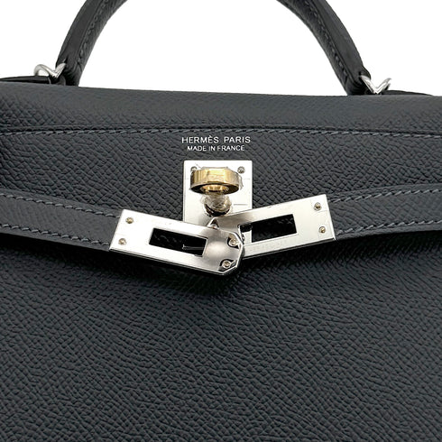 HERMES KELLY MINI 2 SELLIER GRIS MISTY VEAU EPSOM HAND SHOULDER BAG 2024 W STAMP ELECTRUM HARDWARE 90323187