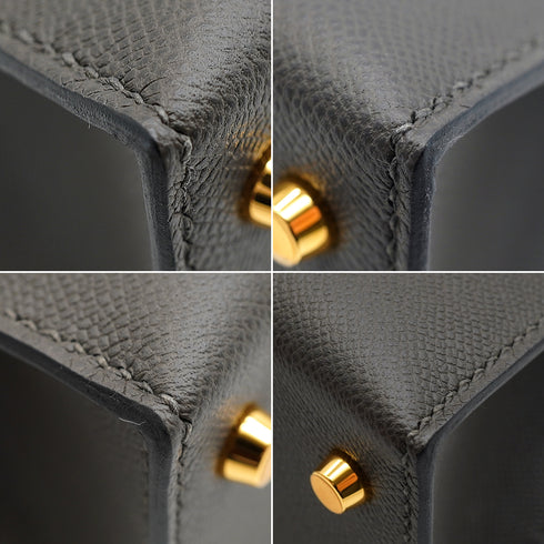 HERMES KELLY MINI 2 TOUCH SELLIER GRAPHITE ARDOISE VEAU MADAME LIZARD HAND SHOULDER BAG 2023 B STAMP GOLD HARDWARE 90345158