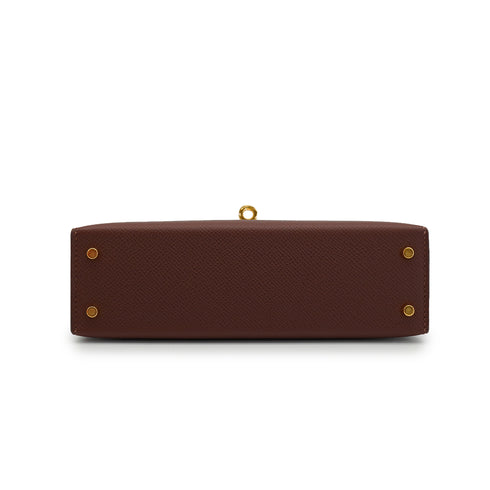 HERMES KELLY MINI 2 TRICOLOR SELLIER TERRE EBENE CRAIE VEAU EPSOM HAND SHOULDER BAG 2026 G STAMP GOLD HARDWARE 90335892