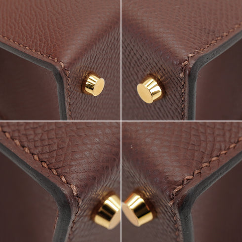 HERMES KELLY MINI 2 TRICOLOR SELLIER TERRE EBENE CRAIE VEAU EPSOM HAND SHOULDER BAG 2026 G STAMP GOLD HARDWARE 90335892