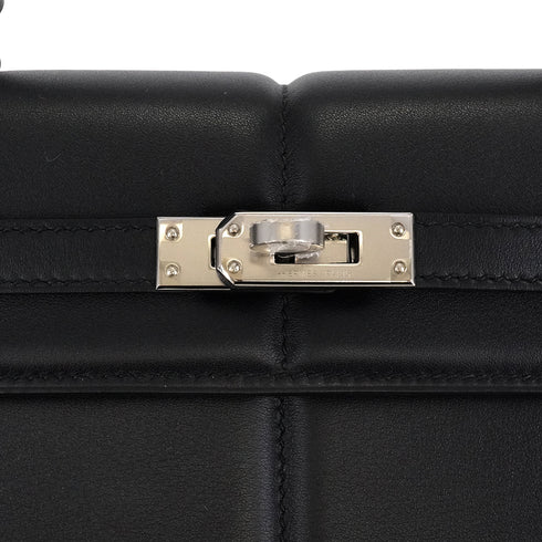 HERMES KELLY PADDED 25 SELLIER BLACK VEAU SWIFT HAND SHOULDER BAG 2022 U STAMP PALLADIUM HARDWARE 90343856