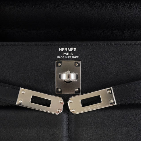 HERMES KELLY PADDED 25 SELLIER BLACK VEAU SWIFT HAND SHOULDER BAG 2022 U STAMP PALLADIUM HARDWARE 90343856