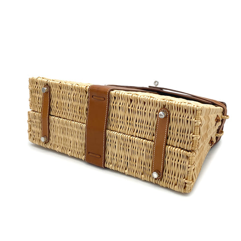 HERMES KELLY PICNIC 35 FAUVE VEAU BARENIA RATTAN HAND BAG 2011 SQUARE O PALLADIUM HARDWARE 90325643